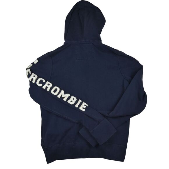 Abercombie Hoodie L Navy Full Zip Hooded Grunge Sweatshirt Vtg Y2K Skater Moto - Picture 2 of 6